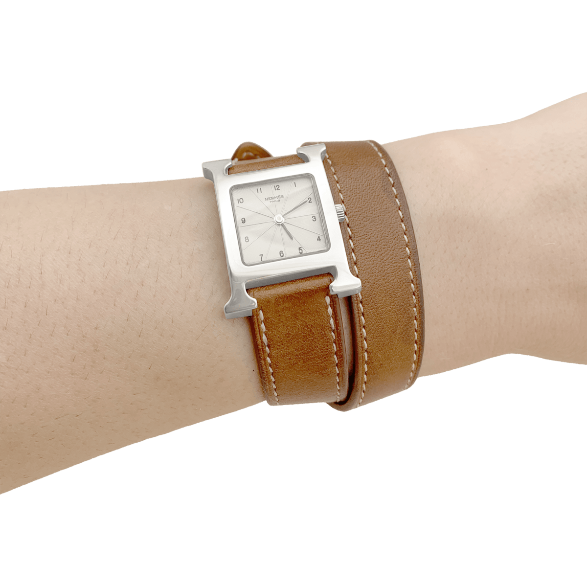 Montre HERMÈS "Heure H" PM en acier et cuir - Castafiore