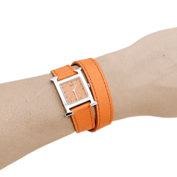 Montre HERMÈS "Heure H" PM en acier et cuir - Castafiore