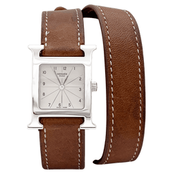 Montre HERMÈS "Heure H" PM en acier et cuir - Castafiore