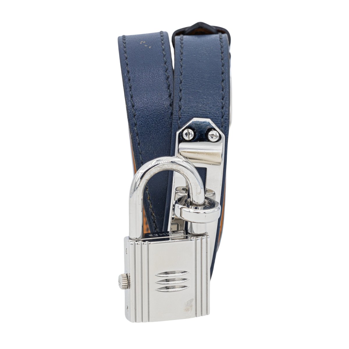 Montre HERMÈS "Kelly cadenas" en acier et cuir - Castafiore