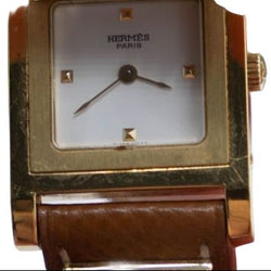 Montre HERMÈS "Médor" en acier, cuir et quartz - Castafiore