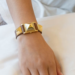 Montre HERMÈS "Médor" en acier, cuir et quartz - Castafiore