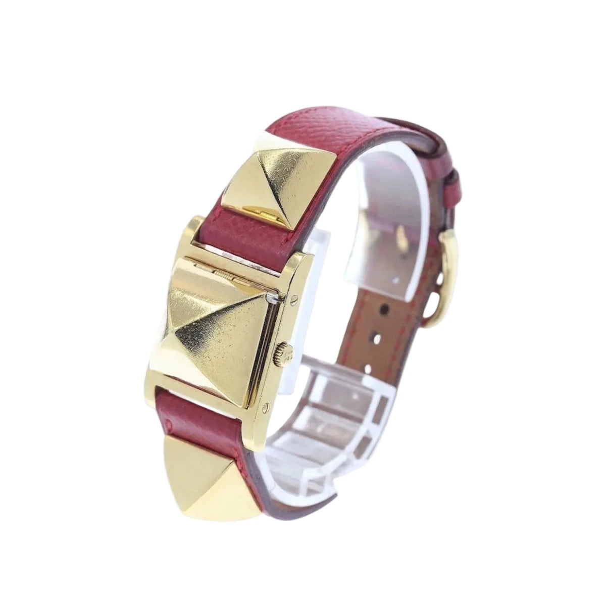 Montre HERMÈS "Médor" plaqué or et cuir - Castafiore