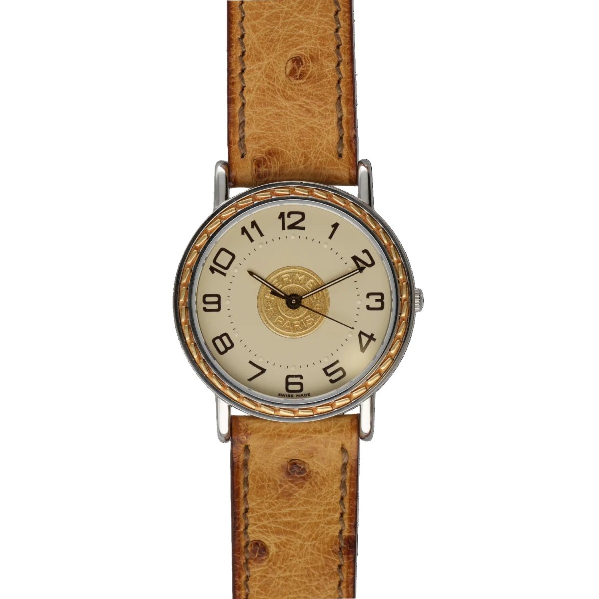 Montre HERMÈS "Sellier" en or jaune et acier - Castafiore