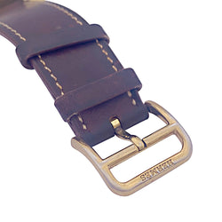 Montre HERMÈS,"Heure H", plaqué or, acier sur cuir - Castafiore