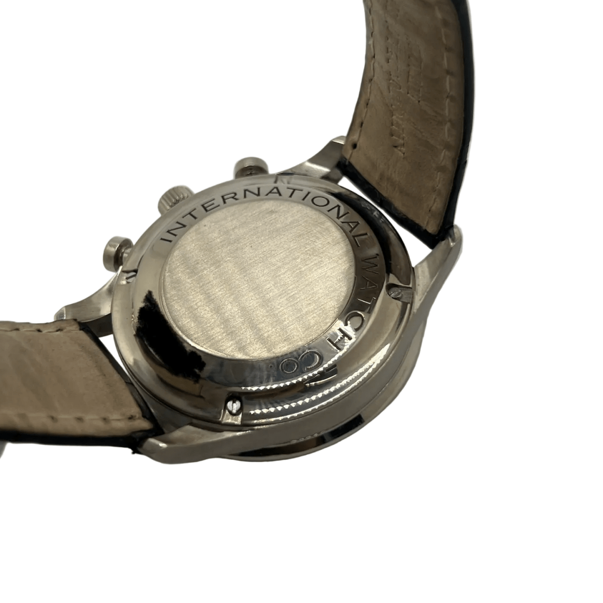 Montre IWC "Portuguese Chronograph" en or blanc, acier et cuir - Castafiore