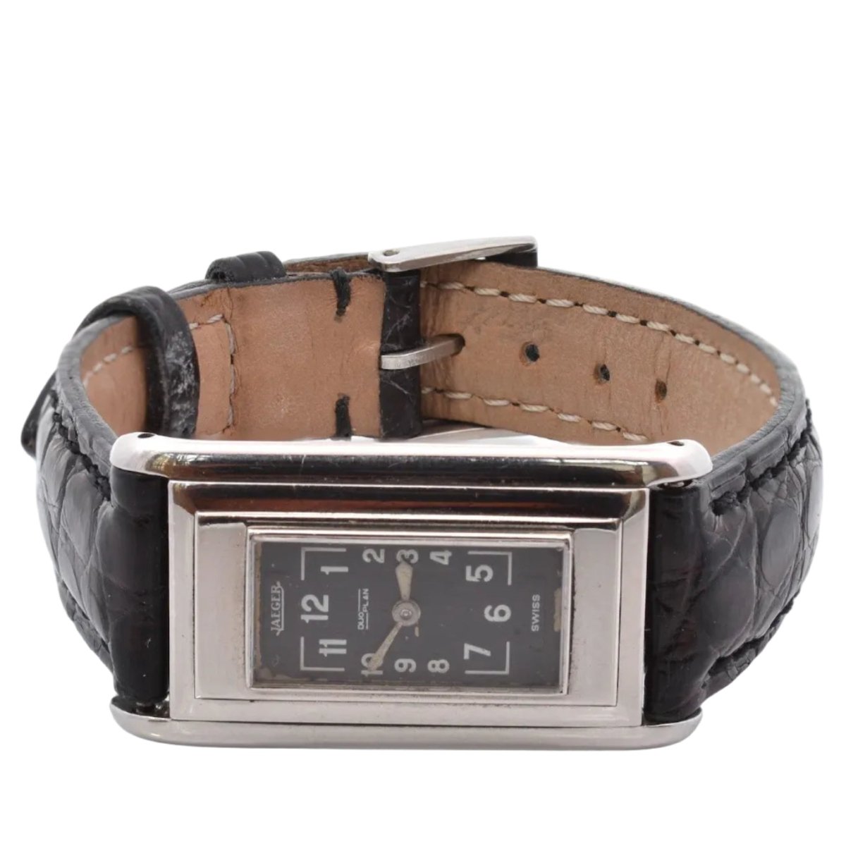 Montre JAEGER - LECOULTRE "Duo Plan" en acier et cuir - Castafiore