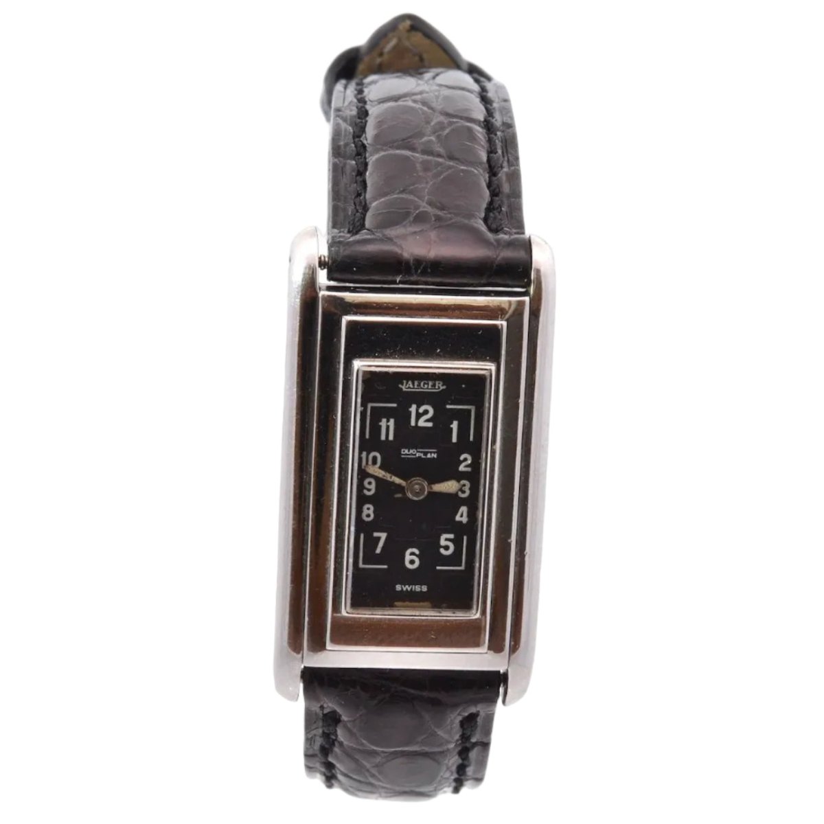 Montre JAEGER - LECOULTRE "Duo Plan" en acier et cuir - Castafiore