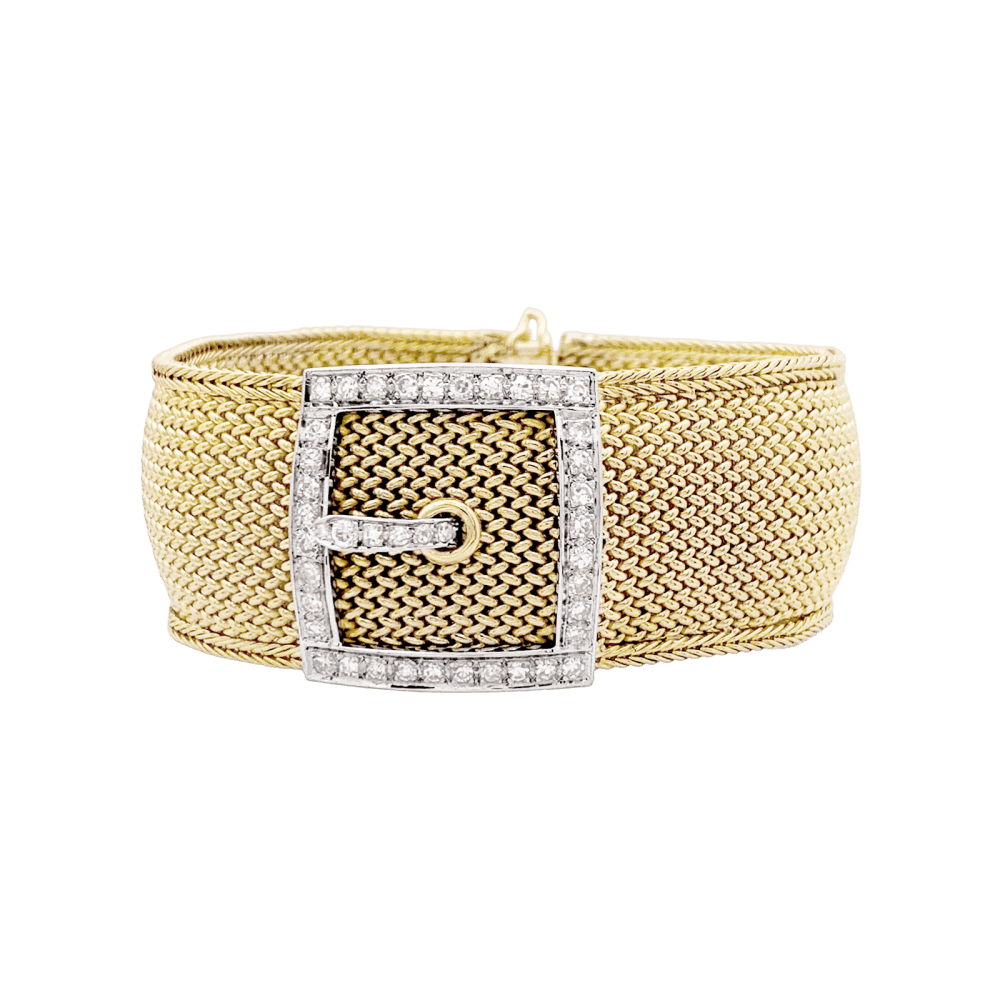 Montre JAEGER-LECOULTRE en or jaune, or blanc et diamants - Castafiore