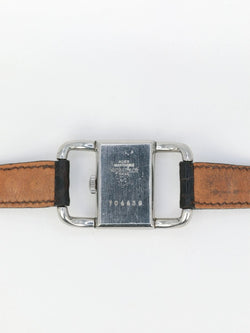 Montre Jaeger Lecoultre Etrier des années 1970 en Acier et en Cuir - Castafiore