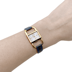 Montre JAEGER - LECOULTRE "Etrier" en or jaune et cuir - Castafiore