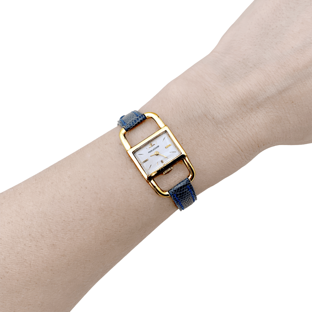 Montre JAEGER - LECOULTRE "Etrier" en or jaune et cuir - Castafiore