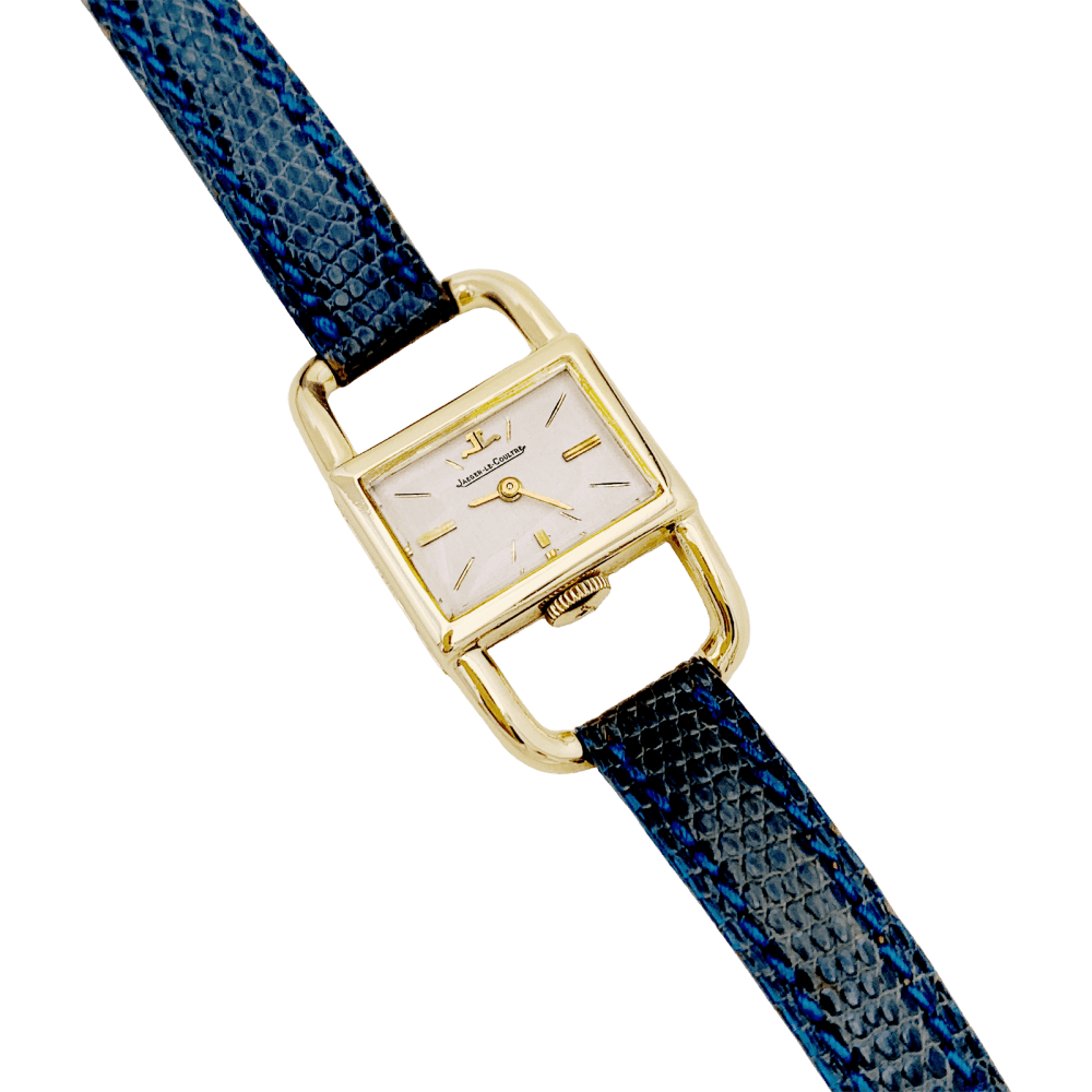 Montre JAEGER - LECOULTRE "Etrier" en or jaune et cuir - Castafiore