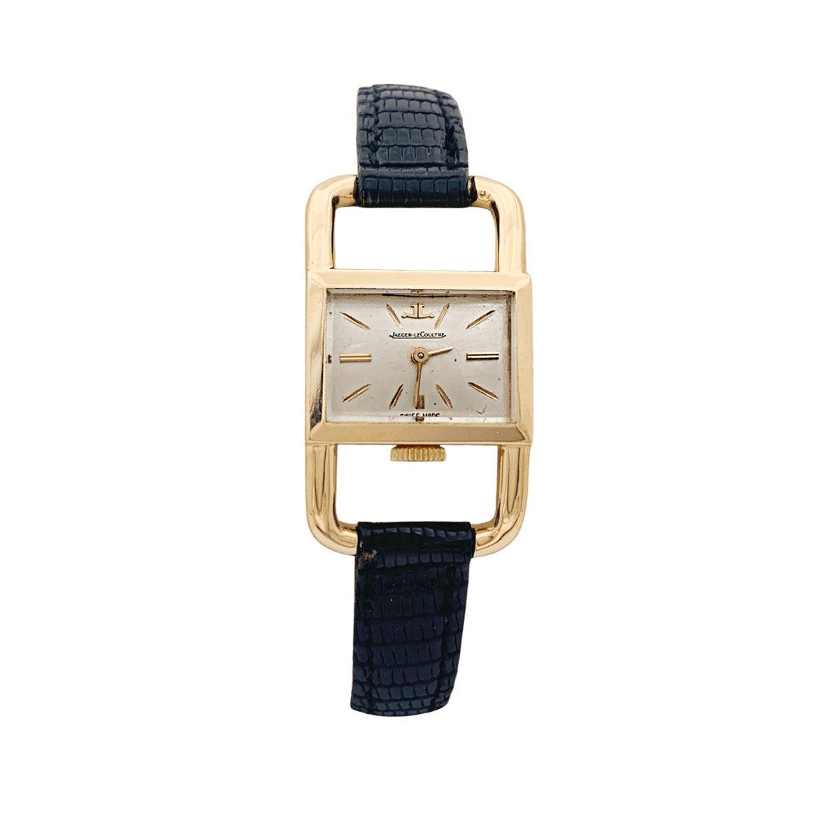 Montre JAEGER - LECOULTRE, "Etrier", en or rose et cuir - Castafiore