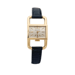 Montre JAEGER - LECOULTRE, "Etrier", en or rose et cuir - Castafiore