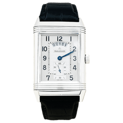 Montre JAEGER - LECOULTRE "Grande Rverso 986 Duodate" en acier et cuir - Castafiore