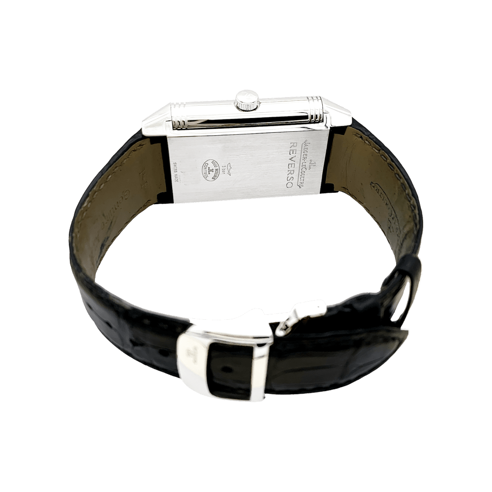 Montre JAEGER - LECOULTRE "Grande Rverso 986 Duodate" en acier et cuir - Castafiore