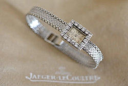 Montre JAEGER-LECOULTRE Haute Joaillerie Cal. 426 en or blanc 18 carats et diamants Bracelet Intégré c.1960. - Castafiore