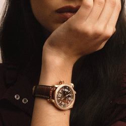 Montre JAEGER - LECOULTRE Master compressor Automatique en or rose, cuir d'alligator et diamants - Castafiore