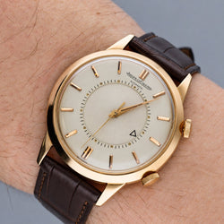 Montre JAEGER-LECOULTRE "Memovox" en or rose et cuir - Castafiore