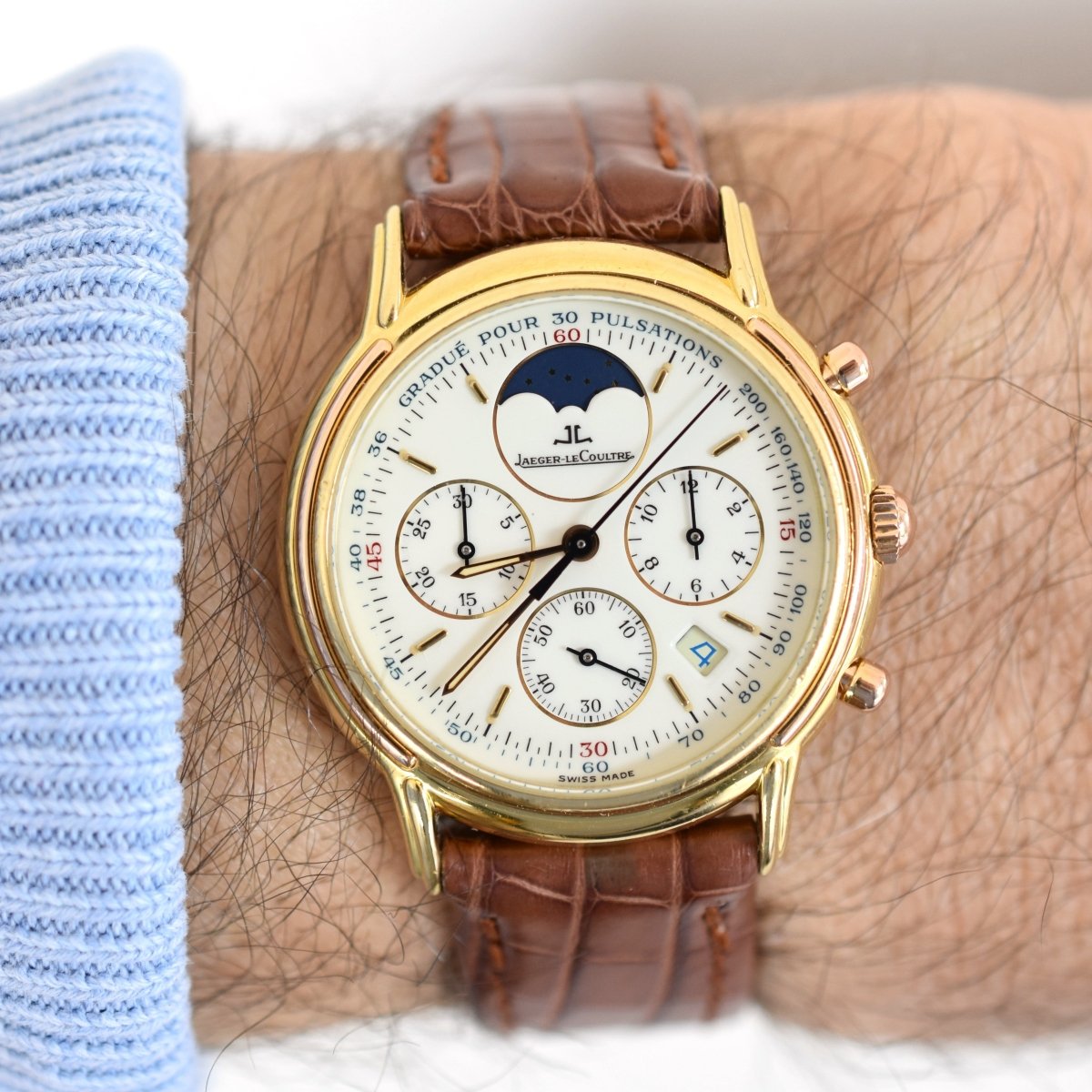 Montre JAEGER-LECOULTRE "Odysseus" en or jaune, or rose et cuir - Castafiore