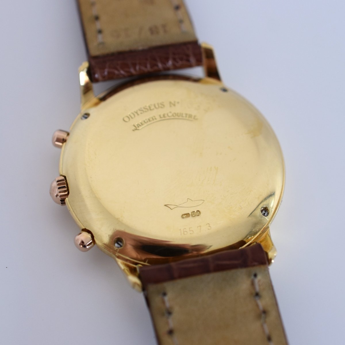 Montre JAEGER-LECOULTRE "Odysseus" en or jaune, or rose et cuir - Castafiore