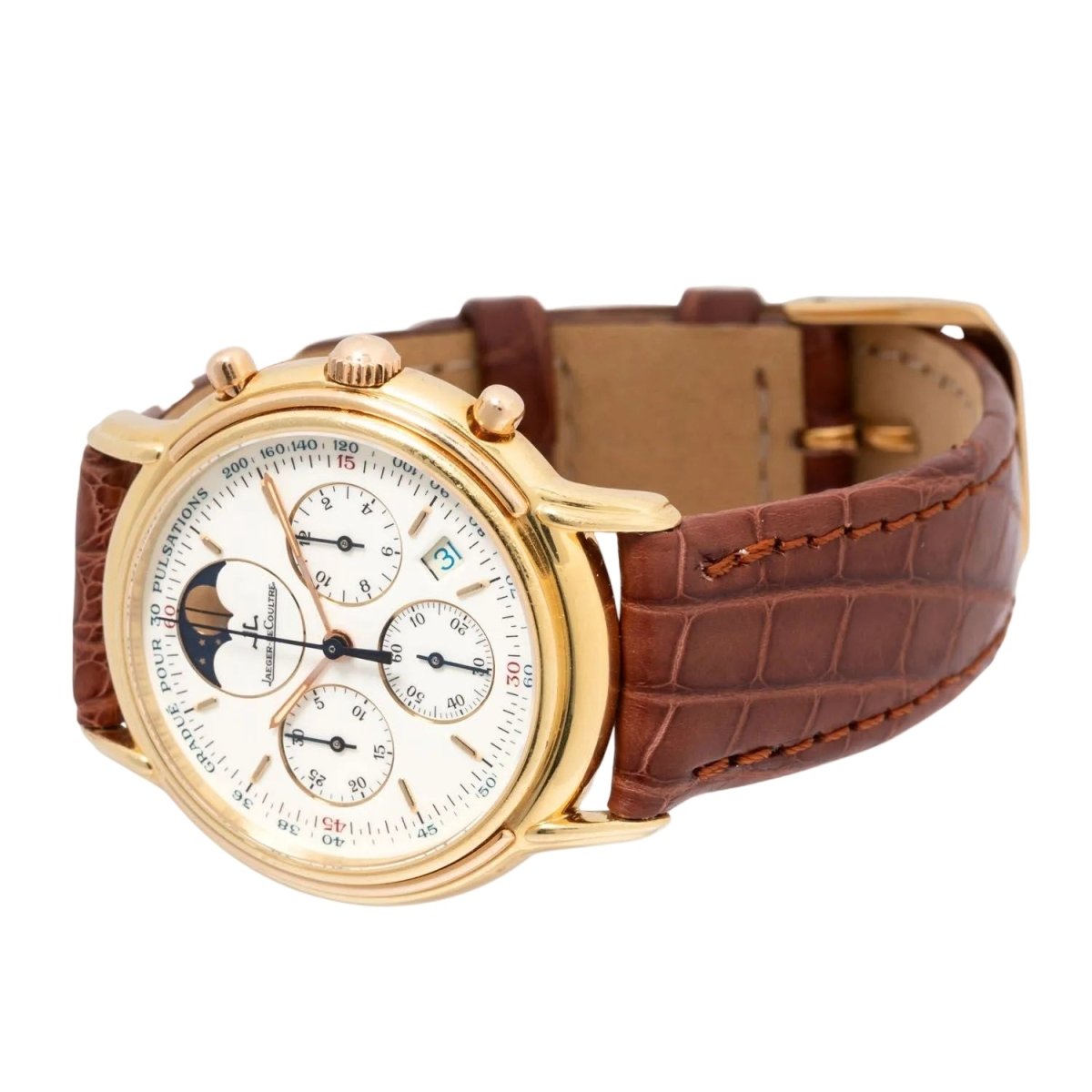 Montre JAEGER-LECOULTRE "Odysseus" en or jaune, or rose et cuir - Castafiore