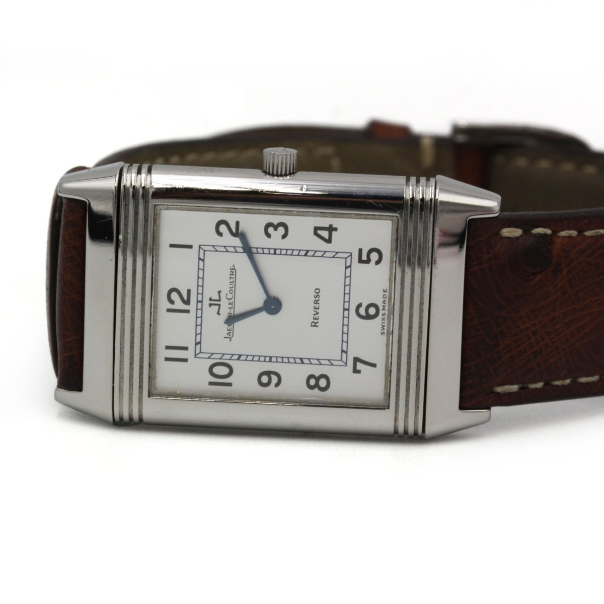 Montre JAEGER-LECOULTRE "Reverso Classique" en acier et cuir - Castafiore
