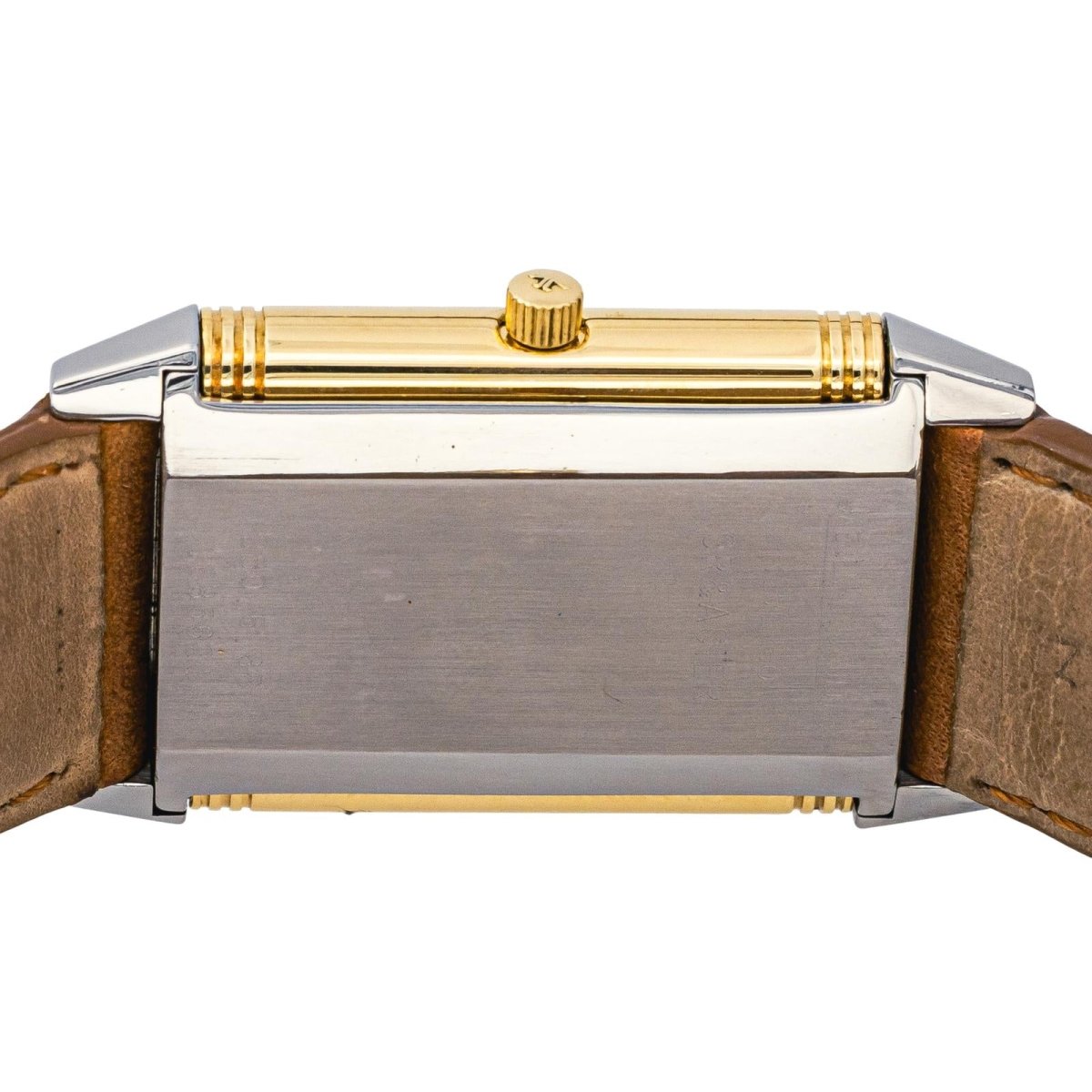 Montre JAEGER - LECOULTRE "Reverso Classique" en or jaune, argent, cuir et acier - Castafiore