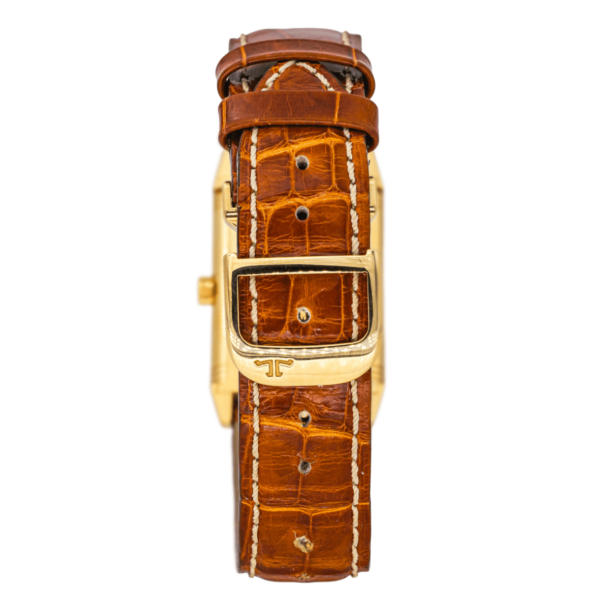 Montre JAEGER - LECOULTRE "Reverso Classique" en or jaune, argent et cuir - Castafiore