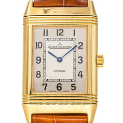 Montre JAEGER - LECOULTRE "Reverso Classique" en or jaune, argent et cuir - Castafiore