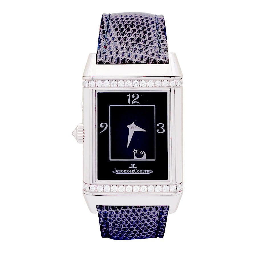 Montre JAEGER LECOULTRE, "Reverso Duetto", en or blanc et diamant - Castafiore