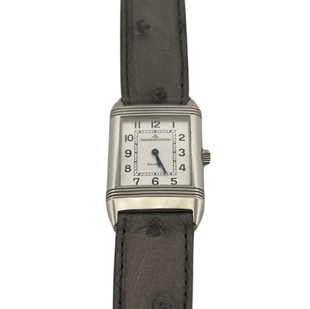 Montre JAEGER-LECOULTRE "Reverso" en acier et cuir d'autruche - Castafiore