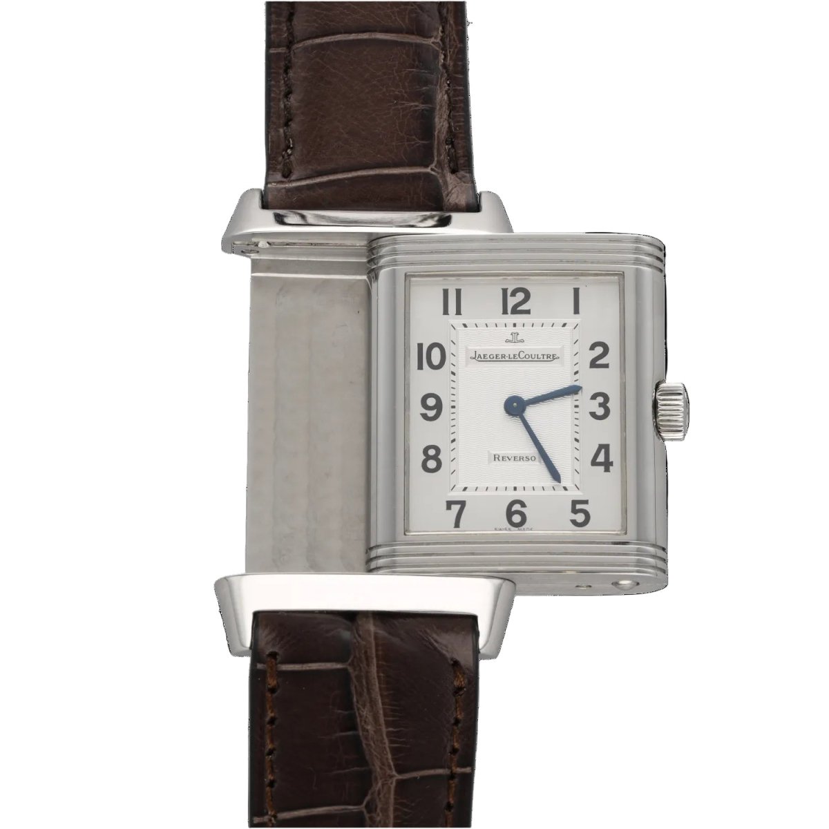 Montre JAEGER-LECOULTRE "Reverso" GM en acier et cuir - Castafiore