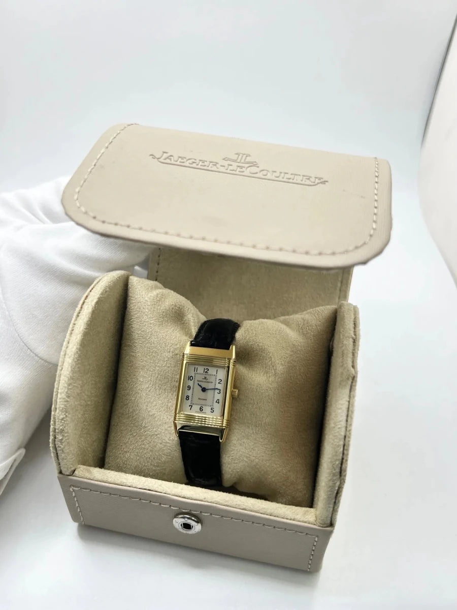 Montre JAEGER-LECOULTRE "Reverso Lady" en or jaune et cuir - Castafiore