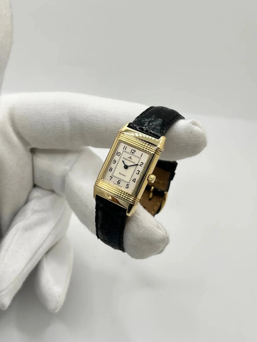 Montre JAEGER-LECOULTRE "Reverso Lady" en or jaune et cuir - Castafiore
