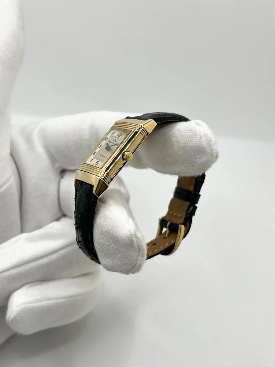 Montre JAEGER-LECOULTRE "Reverso Lady" en or jaune et cuir - Castafiore