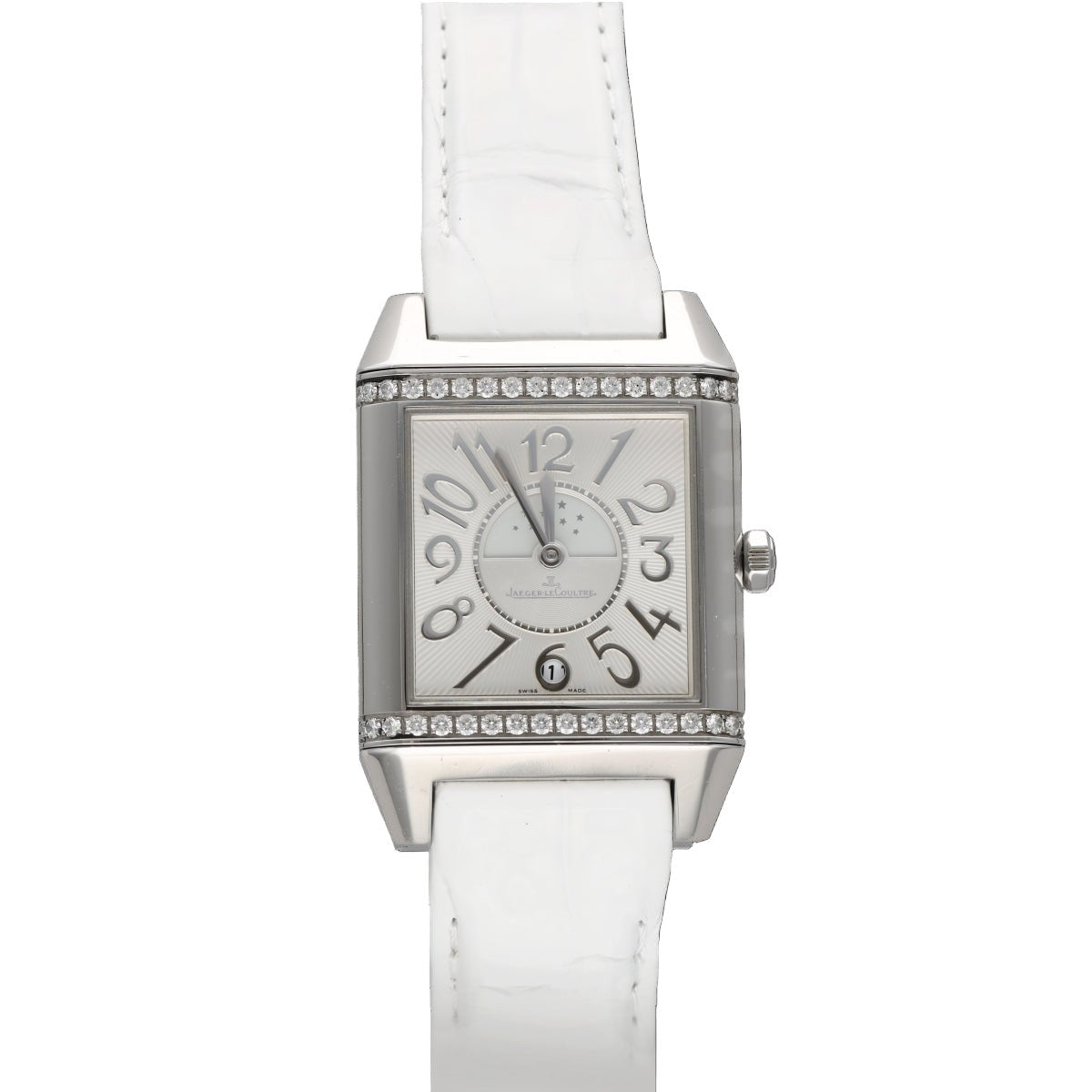 Montre JAEGER - LECOULTRE "Reverso Squadra Duo" en acier et diamants - Castafiore