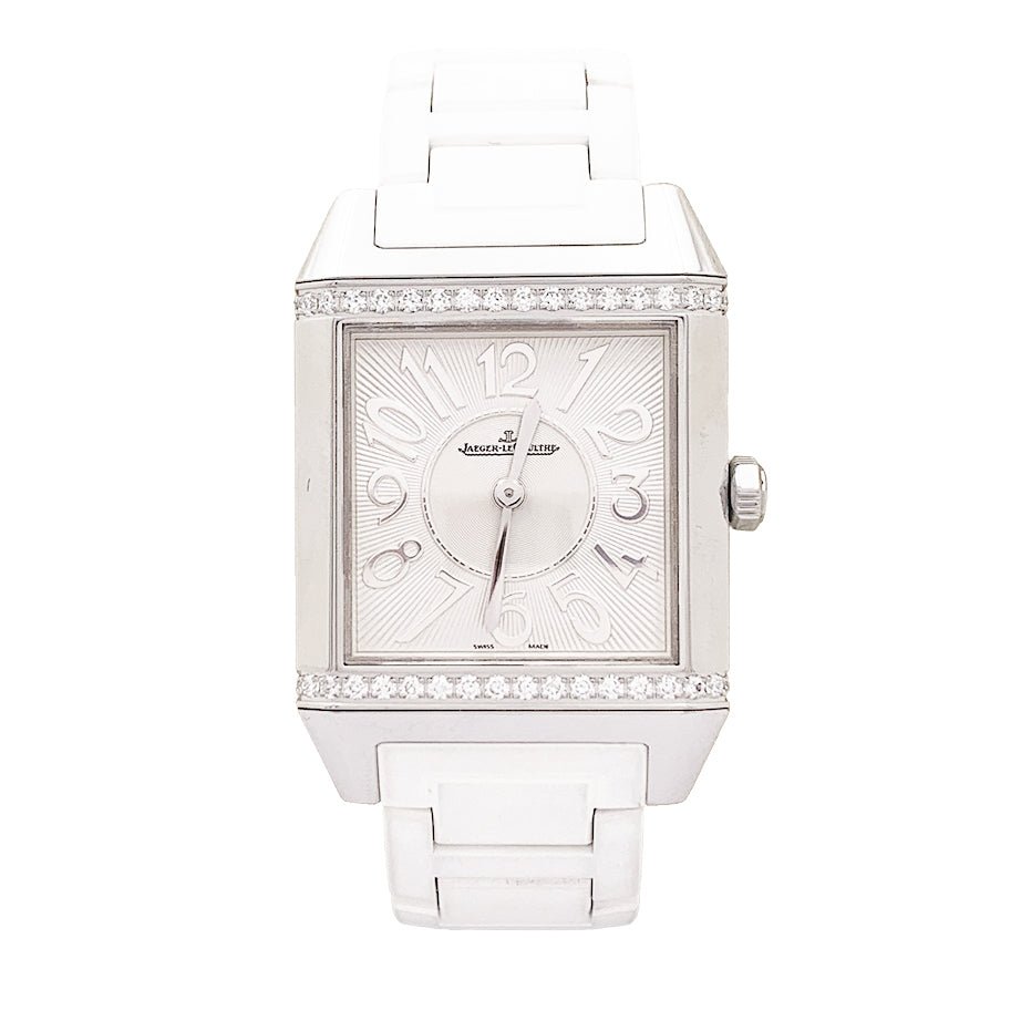 Montre Jaeger Lecoultre "Reverso Squadra" steel, diamonds, caoutchouc. - Castafiore