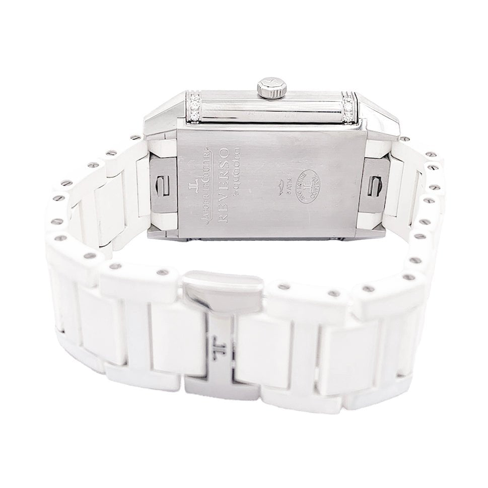 Montre Jaeger Lecoultre "Reverso Squadra" steel, diamonds, caoutchouc. - Castafiore