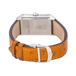 Montre JAEGER - LECOULTRE "Reverso Tribute Duoface" en acier, argent et cuir - Castafiore