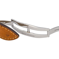 Montre JAEGER - LECOULTRE "Reverso Tribute Duoface" en acier, argent et cuir - Castafiore