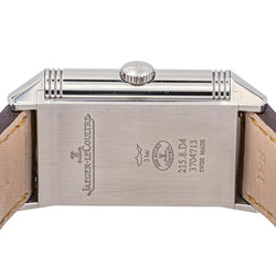 Montre JAEGER - LECOULTRE "Reverso Tribute Duoface" en acier, argent et cuir - Castafiore