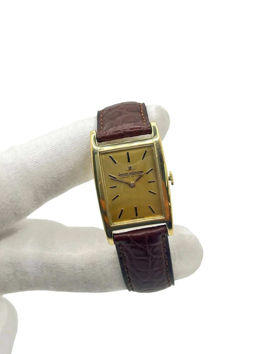 Montre JAEGER-LECOULTRE "Tank Vintage" en or jaune, acier et cuir - Castafiore