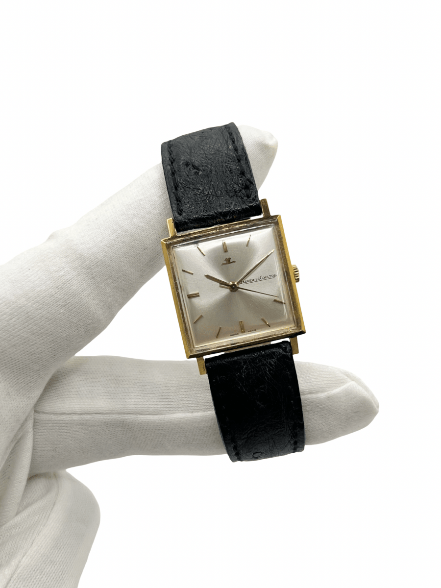 Montre JAEGER-LECOULTRE "Vintage Carrée" plaqué or, argent, acier et cuir - Castafiore