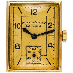 Montre JAEGER - LECOULTRE "Vintager" en or jaune, saphir et cuir - Castafiore