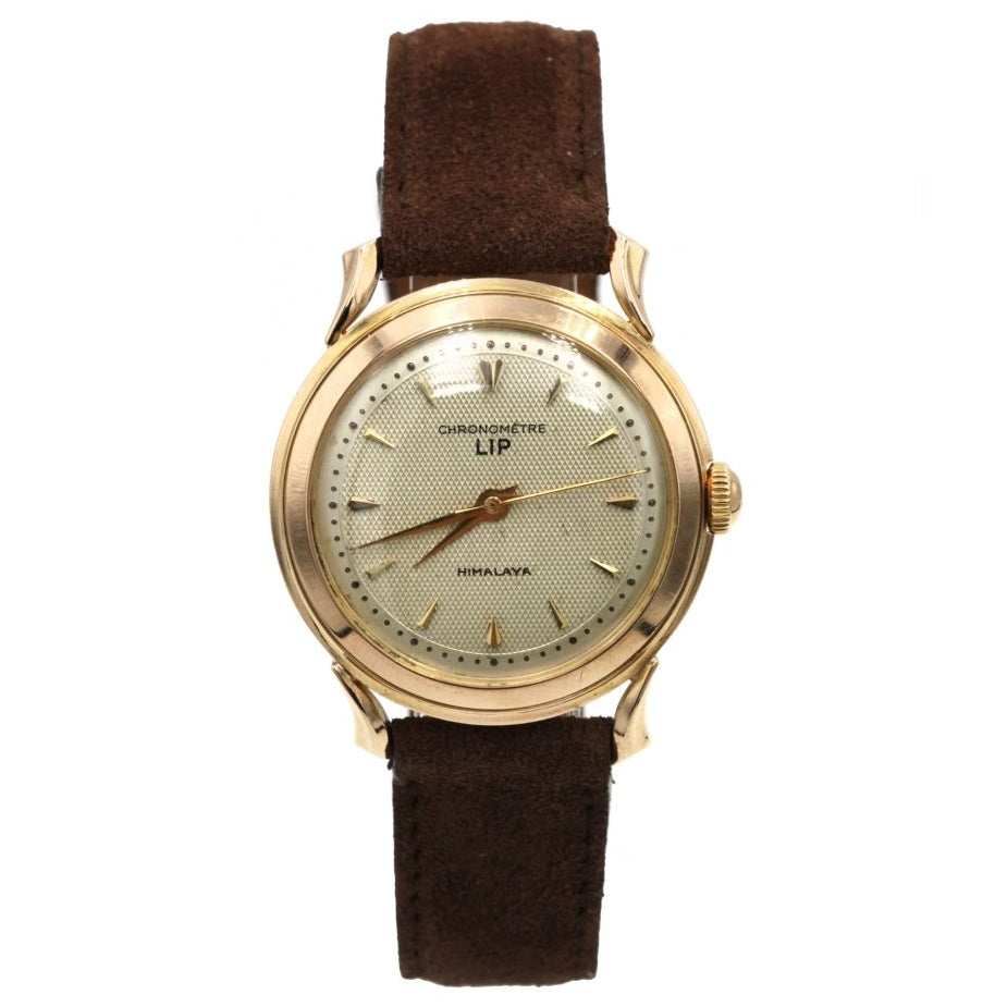 Montre LIP "Chronomètre Himalaya" en or rose et velours - Castafiore