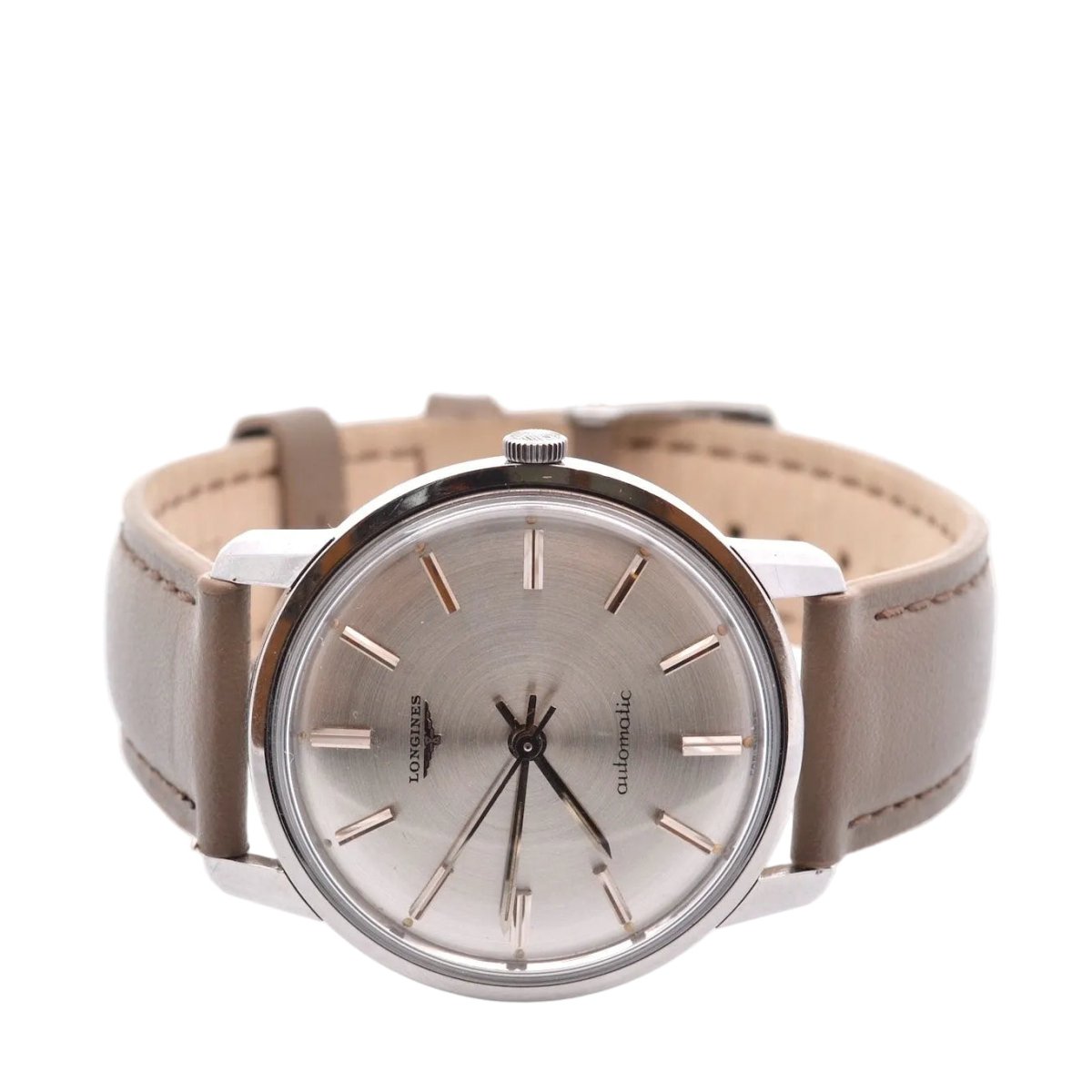 Montre LONGINES "Cal.340" en acier et cuir - Castafiore