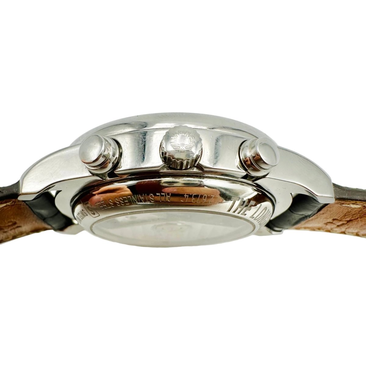 Montre LONGINES "Chrono Moonphase Master Collection" en acier et cuir - Castafiore