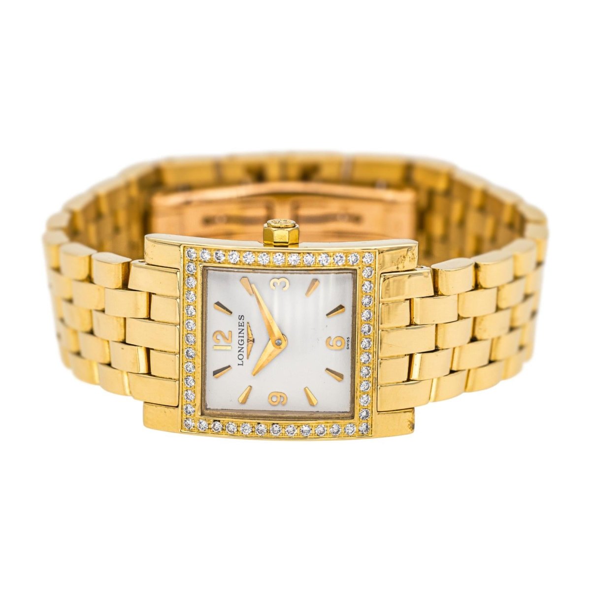 Montre LONGINES "Dolce Vita Square" en or jaune, quartz et diamants - Castafiore
